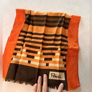 Vintage Paoli Orange and Brown Striped Scarf